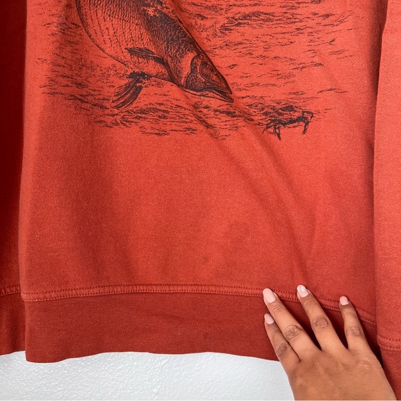 Magellan Mens Long Sleeve Crew Neck Sweater Red Orange Fish XL Vintage - Picture 8 of 8